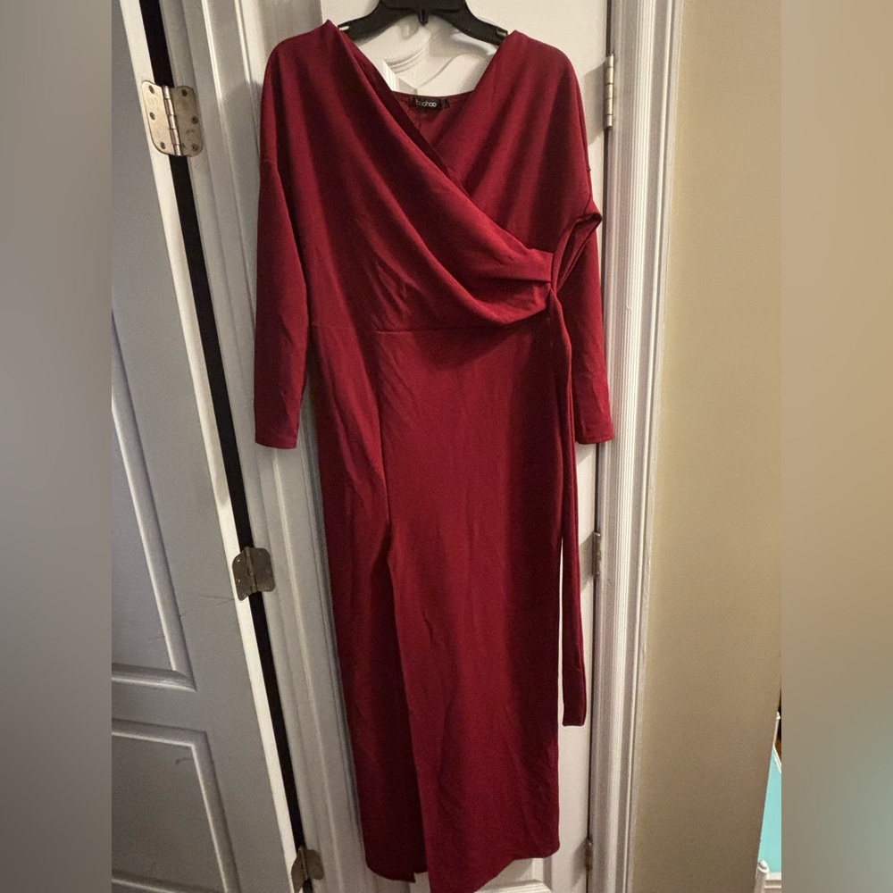 Off The Shoulder Wrap Thigh Split Maxi
